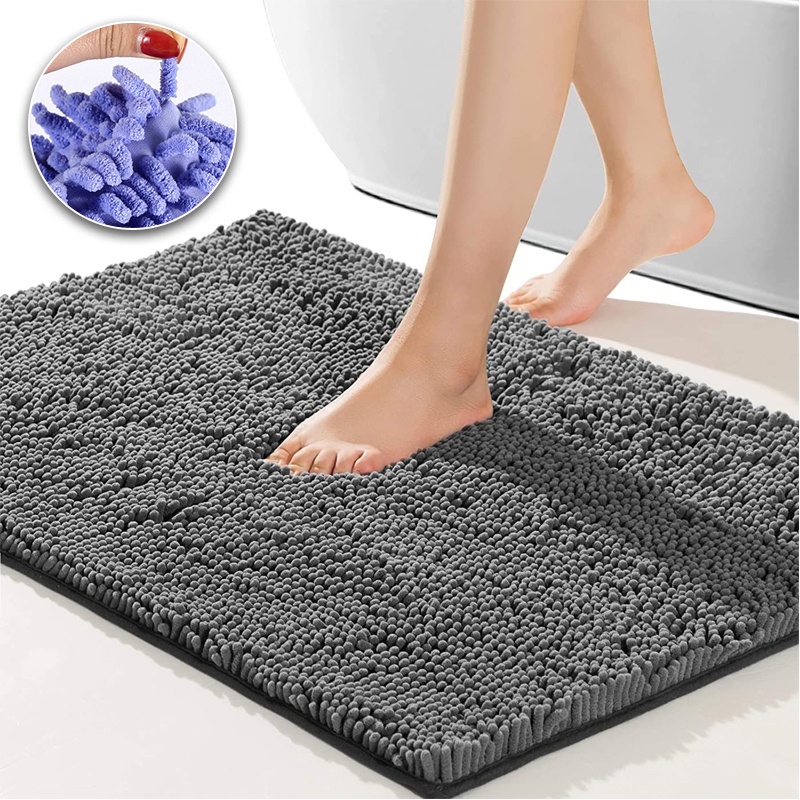 Soft Absorbent Plush Bath Rug Mat, 40*60cm/50*80cm, Microfiber Dries Quickly, Luxury Chenille Shaggy Machine Washable Bathroom Carpet Mats, Rugs for Bathtub and Shower Floor