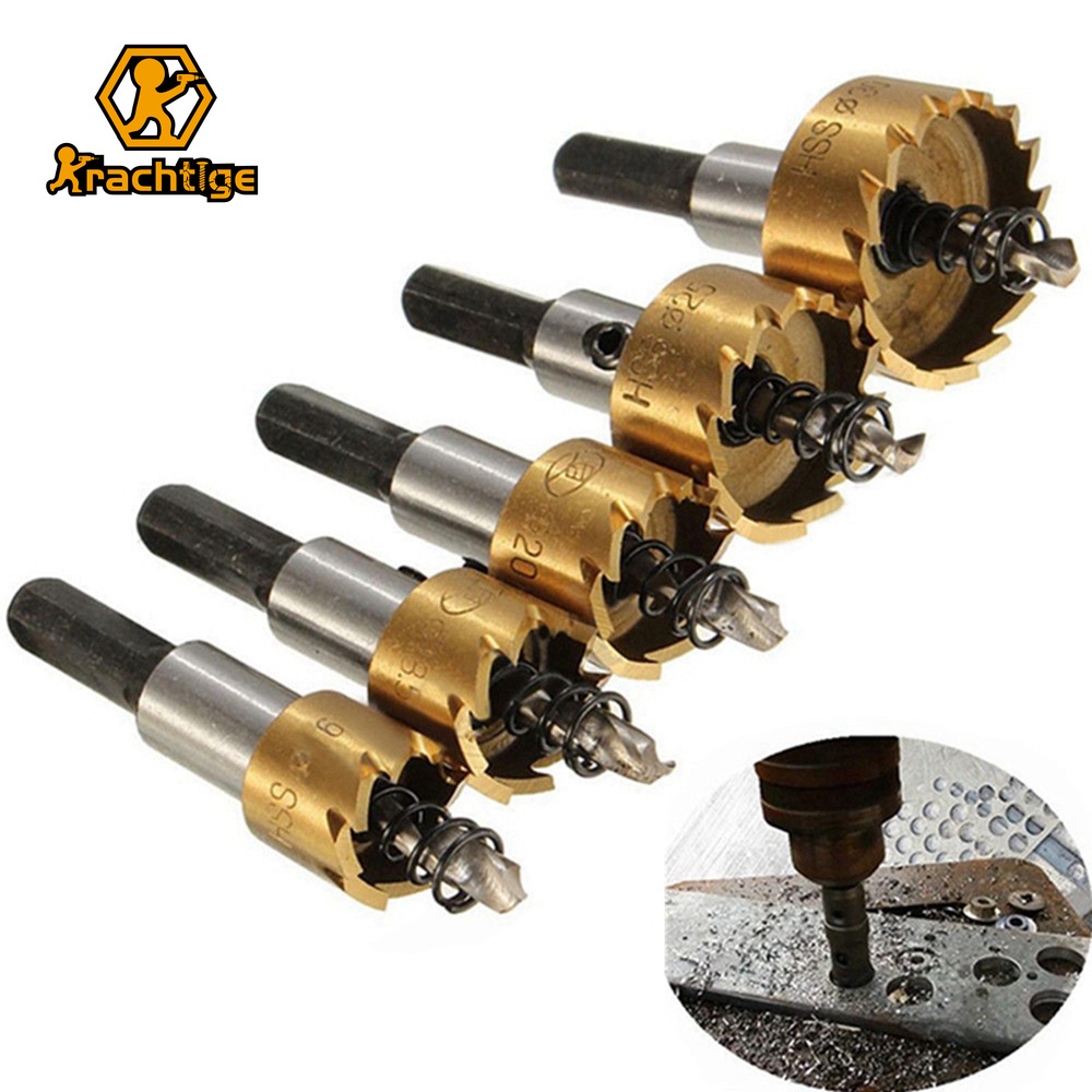 Hardware Craft Krachtige 5Pcs Titanium Carbide Tip HSS Drill Bit Saw Set Metal Wood Drilling Hole Cut Tool 16mm 18.5m... - Image 2