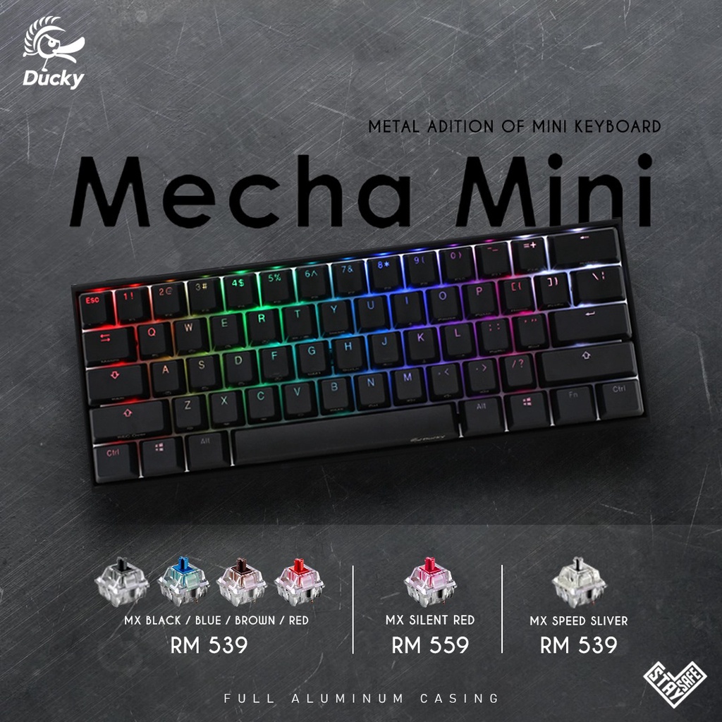 Ducky One 2 Mecha Mini Rgb Led 60% Double Shot Pbt Aluminum Frame  Mechanical Keyboard # [6 Switches] | Shopee Malaysia