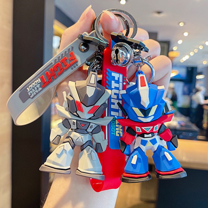 Cartoon Combat Robot Keychain Cute Silicone Doll Car Key Pendant Schoolbag Holiday Small Gifts Wholesale