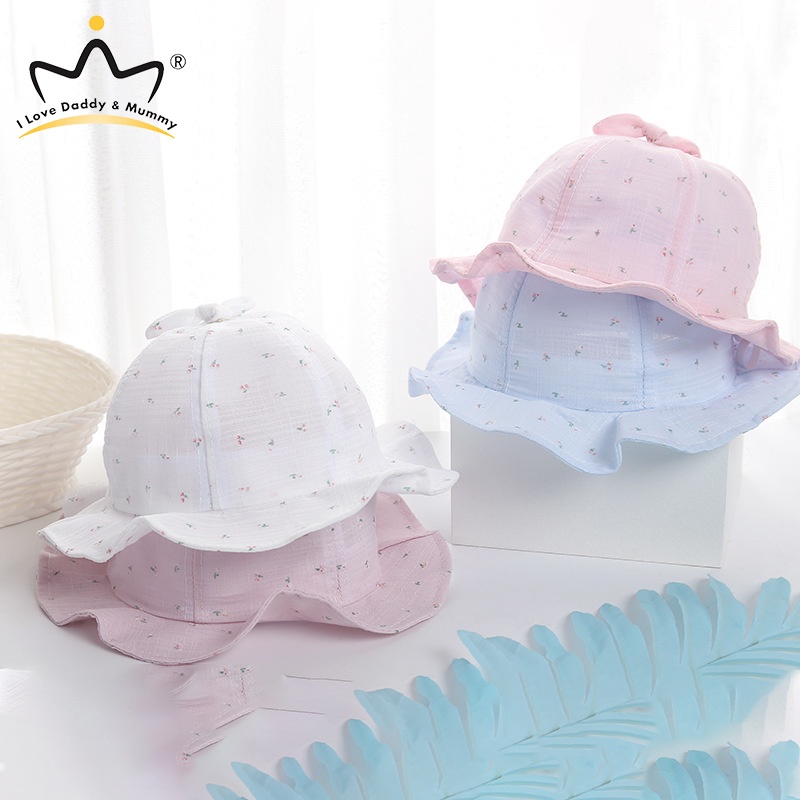 Sweet Baby Girl Sun Hat Flower Print Newborn Baby Bucket Hat Summer Outdoor Breathable Infant