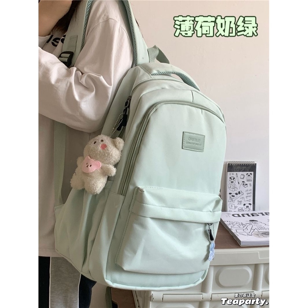 Simple Ins Campus Style Backpack Female Solid Color Large Capacity Senior High School Student Bag Travel Computer Backpack