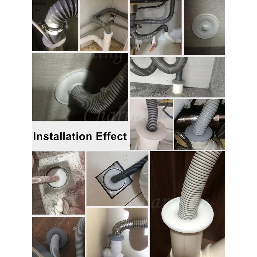 Multi Quality 3PC/Set( 4-5cm Pipe)Salur Buang Air Mesin Basuh Drain Core Pipe Connector Sewer Seal Ring Cap Washing M... - Image 5