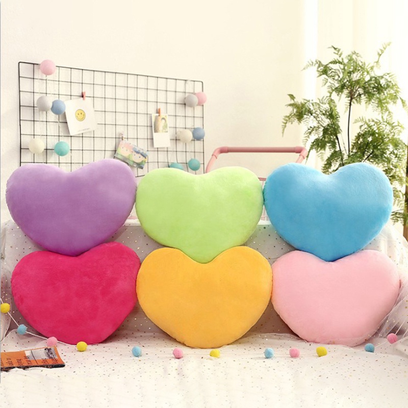 Raya Heart Shape Throw Pillow Cute Solid Color Seat Pillows Soft Sofa Backrest Cushion Mother's Day Gift Supplies 创意心形靠垫