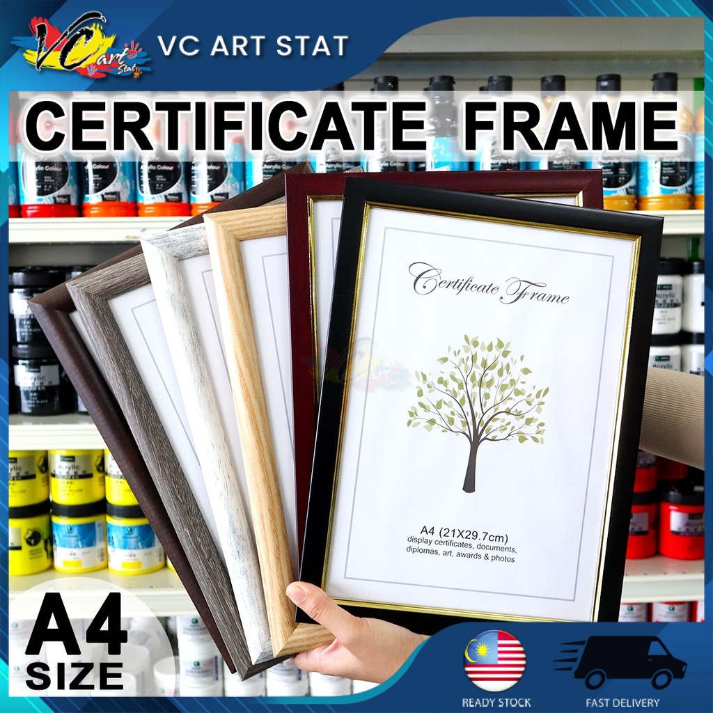 VC Art A4 / 4R Certificate Document Photo Deco Frame Luxury Vintage Design Wood Texture Gift Display Foto Gambar Classic