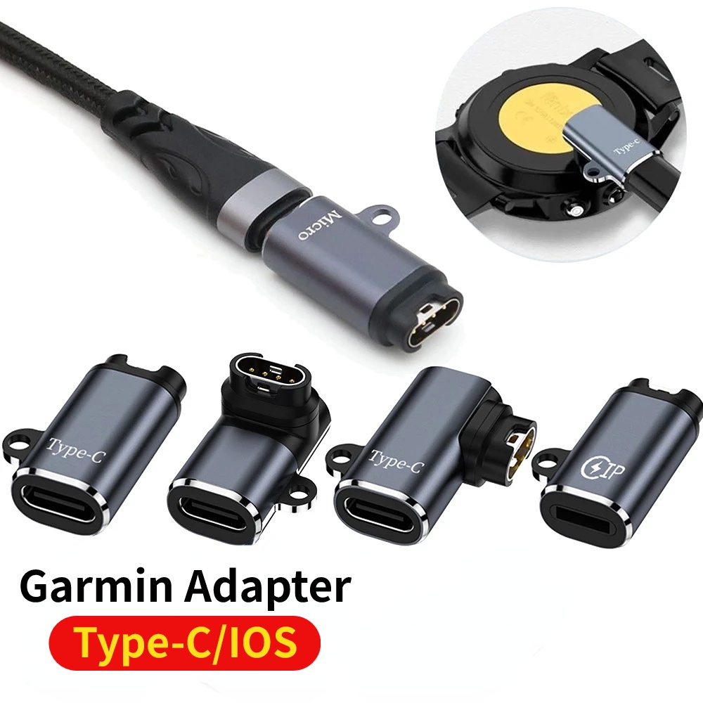 Micro USB/Type-C/IOS Female Head Turn Garmin Watch Charging Adapter / Smartwatch Charger Adapter / Converter is Suitable for Garmin Fenix/Venu/Vivoactive /Garmin Series Accessories