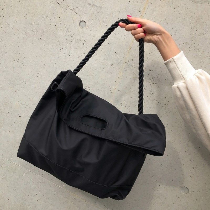 Online Red Sun Series Large Shoulder Bag Women2023New Large Capacity Retro Handbag Simple Dark Crossbody Big Bag Lazy Wind Bag Versatile canvas bag ce bei bao Girls' Shoulder Bag