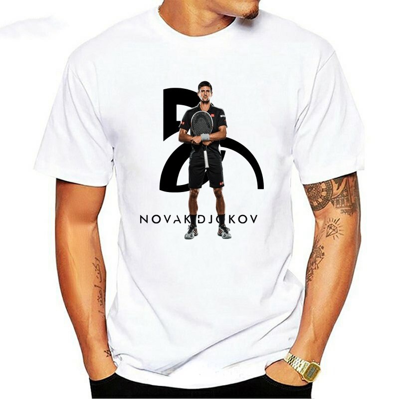 New Novak Djokovic Mens T-Shirt Wimbledon Champ White-Grey Short Men-Women Round Neck Tee Tshirt