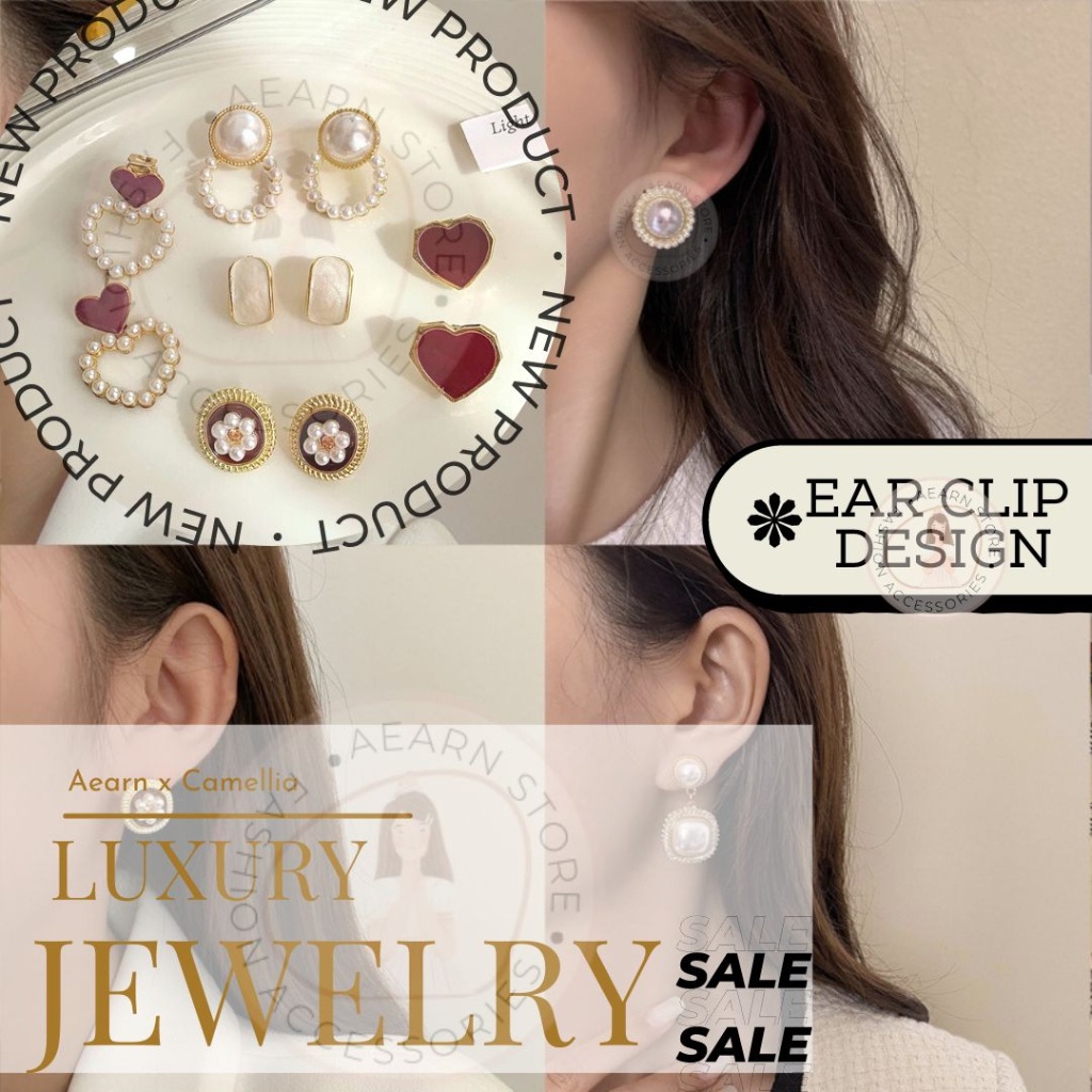 Ear Clip Minimalist Stylist Women hija Earrings Pearl hijab No ear hole Subang Clips 无耳洞耳夹new