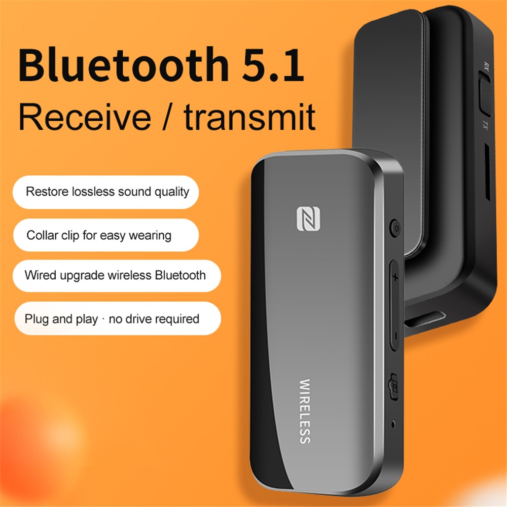 3 in 1 Stereo Audio Bluetooth Receiver Transmitter v5.1 NFC Type C USB Headphone Handsfree Wireless Car Kit TF Card 3.5mm Aux Adaptador