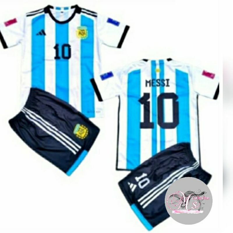 Newest Argentina MESSI FOOTBALL CLOTHES suit 2-12 years old boys girls / CHILDREN'S FOOTBALL CLOTHES / CHILDREN'S JERSEY SET