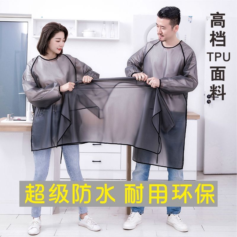 Perlindungan alam sekitar baru tpu baju penutup apron lengan panjang apron panjang kalis air apron minyak-bukti dapur isi rumah bermutu tinggi muda pakai buang pakaian kerja 24 jam hantar stok apron lelaki