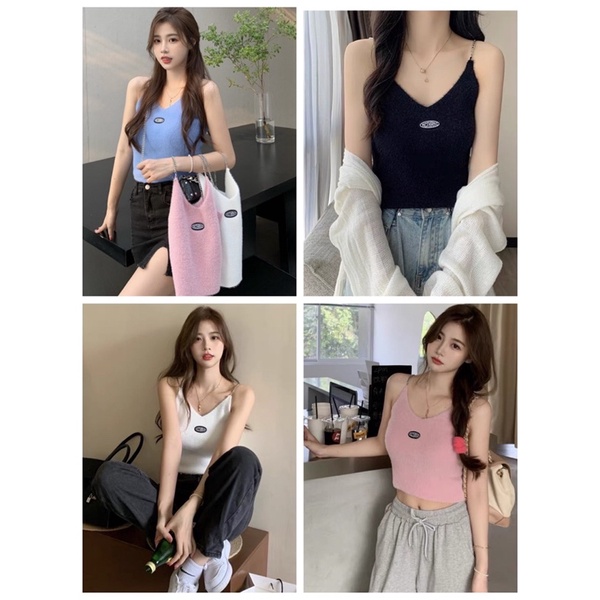 Ladies New Fashion Singlet Knitted OOTD Leisure Crop Top 新款休闲上衣