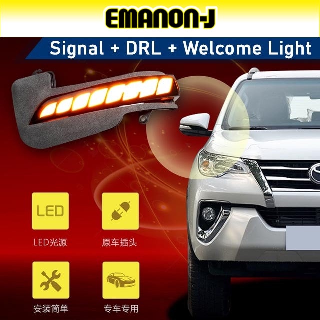 HC CARGO Toyota Corolla Cross Hilux REVO Fortuner Innova Side Mirror LED Turn Signal Running Light Bar Dragon scales