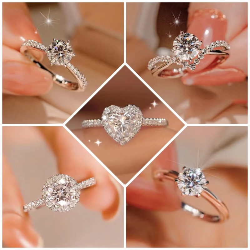 S925 Silver Moissanite Ring Women's Fashion Wedding Rings Cincin Adjustable Rings