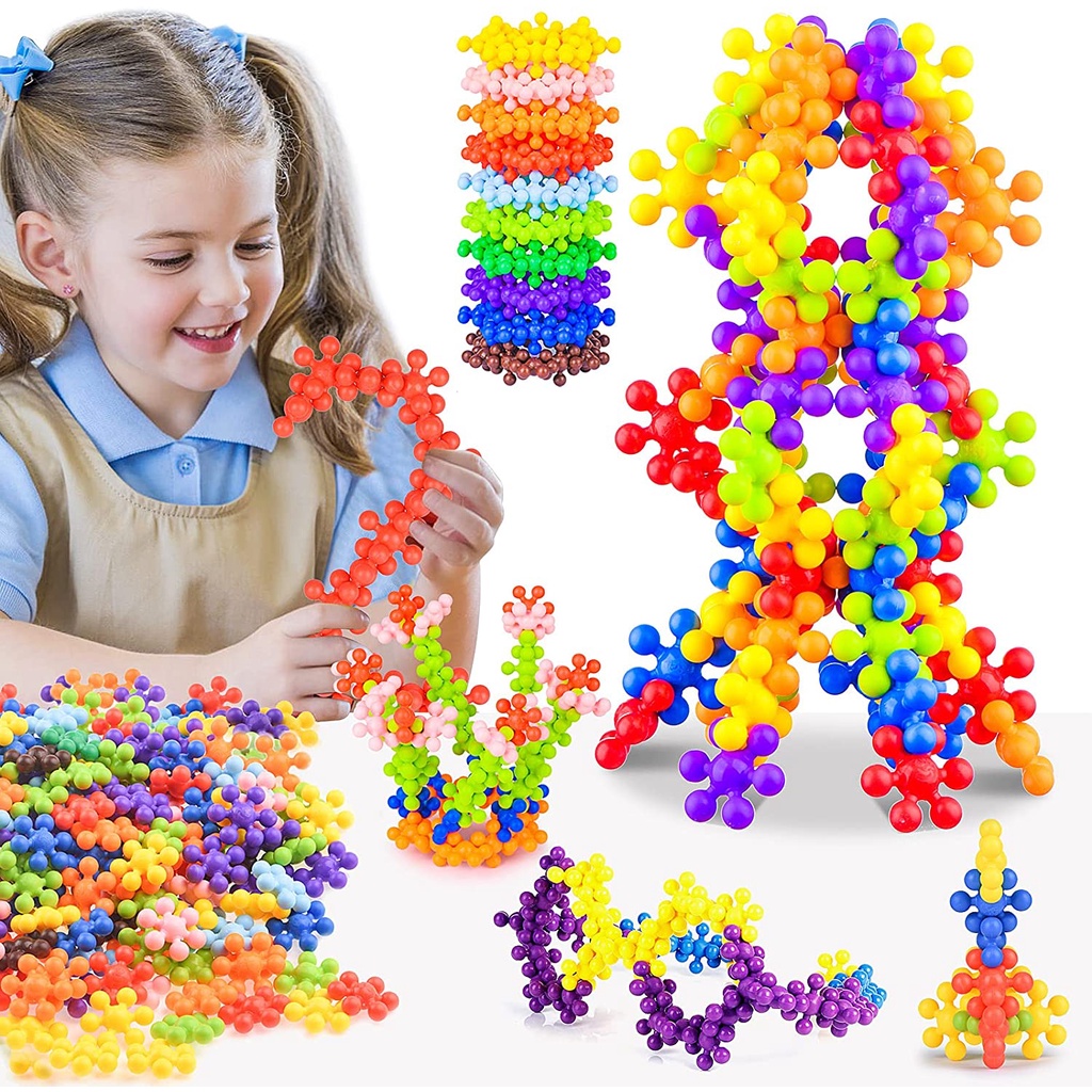 60/100/200 Interlocking Building Blocks Kids STEM Educational Building Toys Discs Sets Safe Material