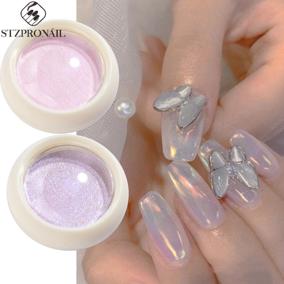 Holographic Mirror Nail Glitter Powder Sliver Pink Gold Red Two Colors Nail Art Pigment Solid Dust Magic Nail Decor