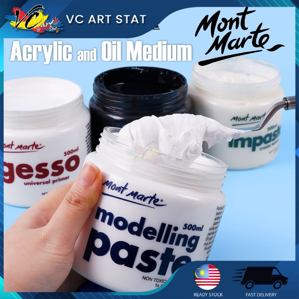 Mont Marte Arcylic & Oil Medium 500ml (Gesso / Modeling Paste / Impasto) Artist Quality Painting Medium Art Craft Supply