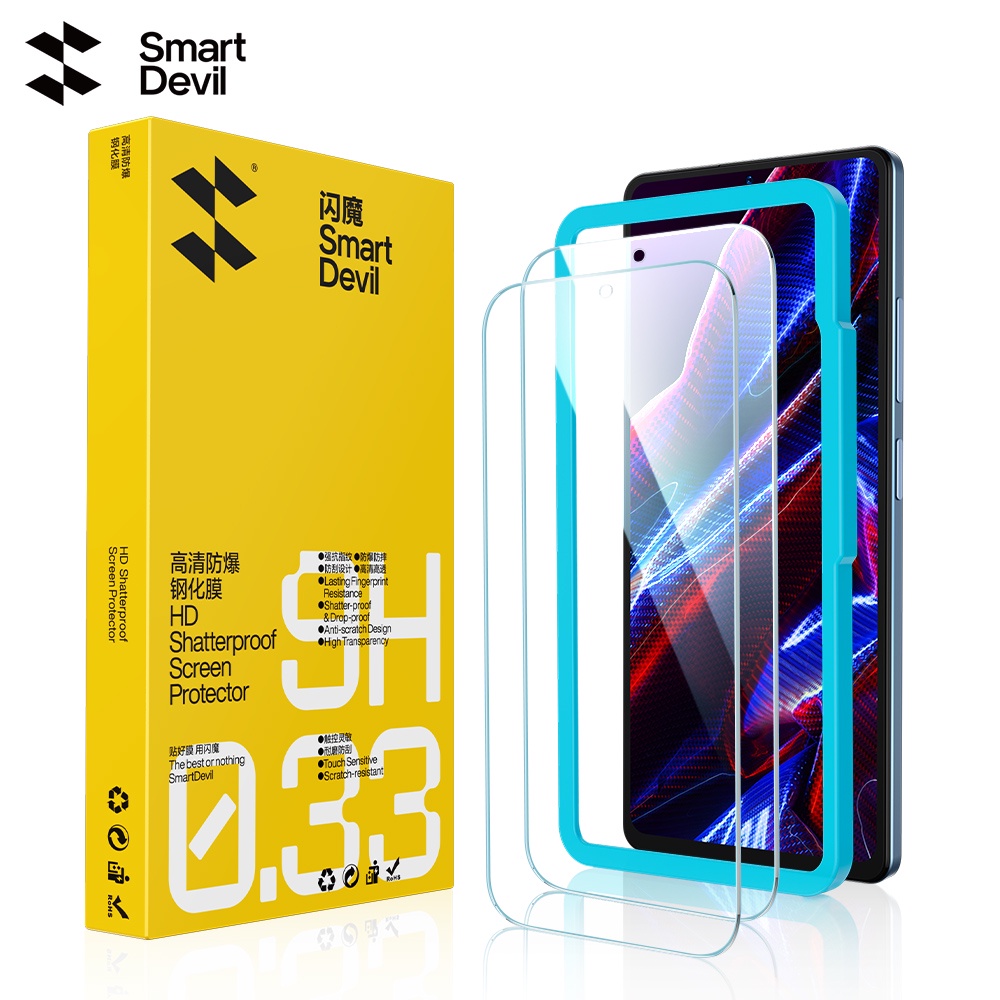 SmartDevil Screen Protector for Xiaomi POCO X6 Pro/Poco X5/POCO F5/Redmi Note 12 Pro/Redmi Note 12Turbo Tempered Glass Anti-fingerprint Anti-Bluelight Protect