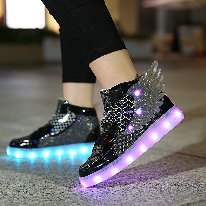 Rechargeable Wings LED Boys Girls Children Colorful Shoes New Style Sports Students USB Luminous