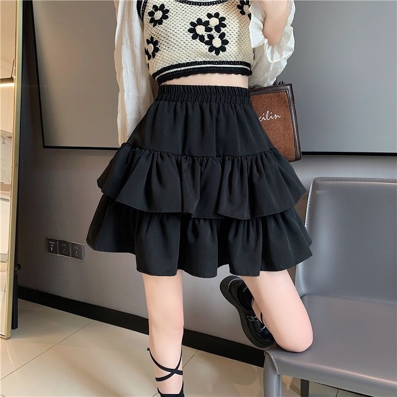 New Double-layered Cake Skirt Women's A-line Short Skirt Half-body Skirt