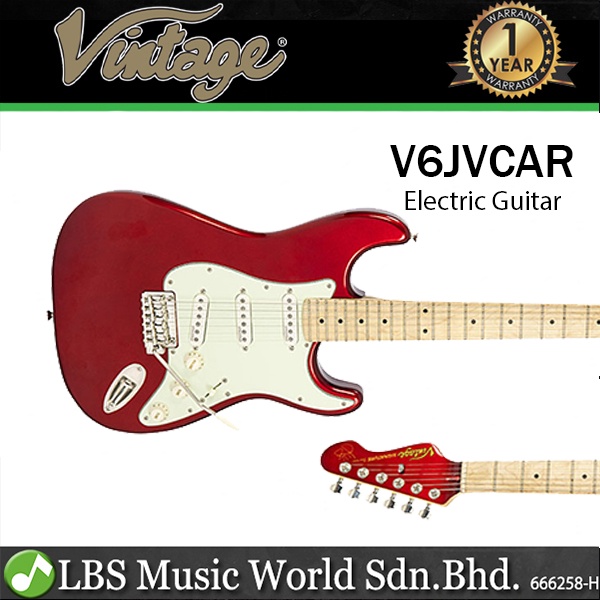 Vintage V6JVCAR John Verity Signature Electric Guitar Candy Apple Red (V6JV)