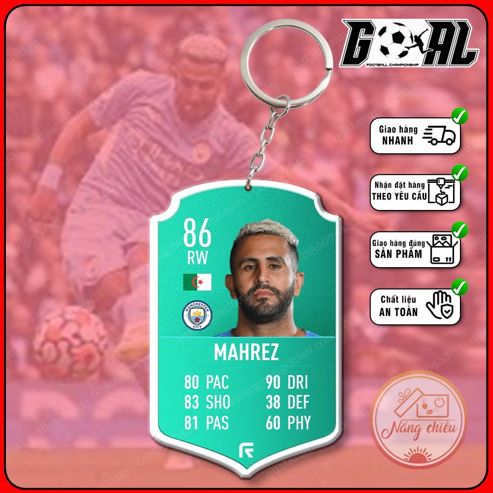 Gaming football icon card - Keychain with image of Riyad Mahrez -CLB MC[9338-9349]