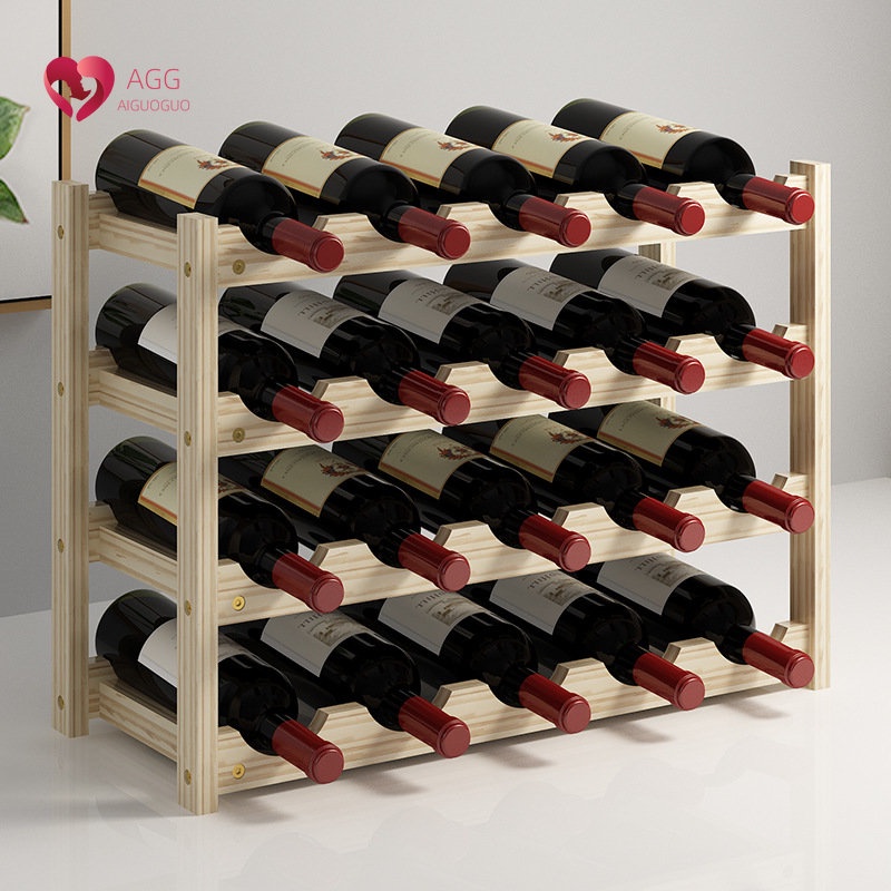 Red wine rack display solid wood red wine rack wine rack solid wood household small modern
