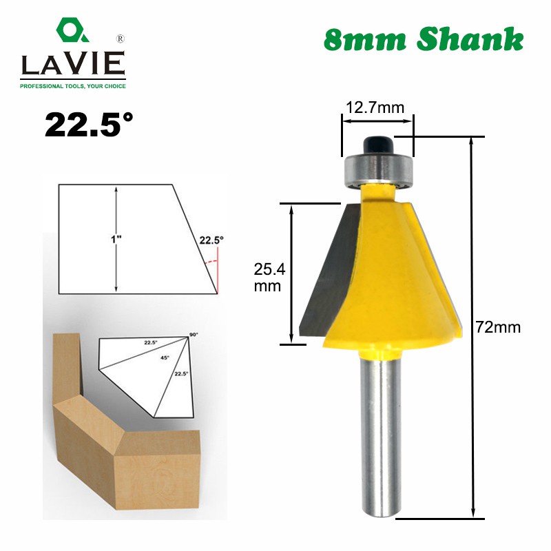 Hardware Heavy LAVIE 1pc 8mm Shank Chamfer Router Bit Bevel Edging Milling Cutter Wood Woodorking Machine Tools MC02110 - Image 2