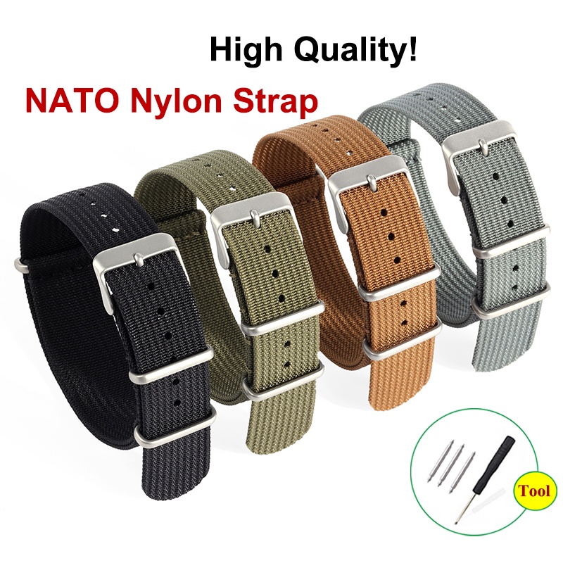 High Quality Nylon Watch Band NATO Nylon Watch Strap Canvas Nylon Watchband One Loop Universal Smart Watch Band Replacement Stainless Steel Buckle Watches Accessories