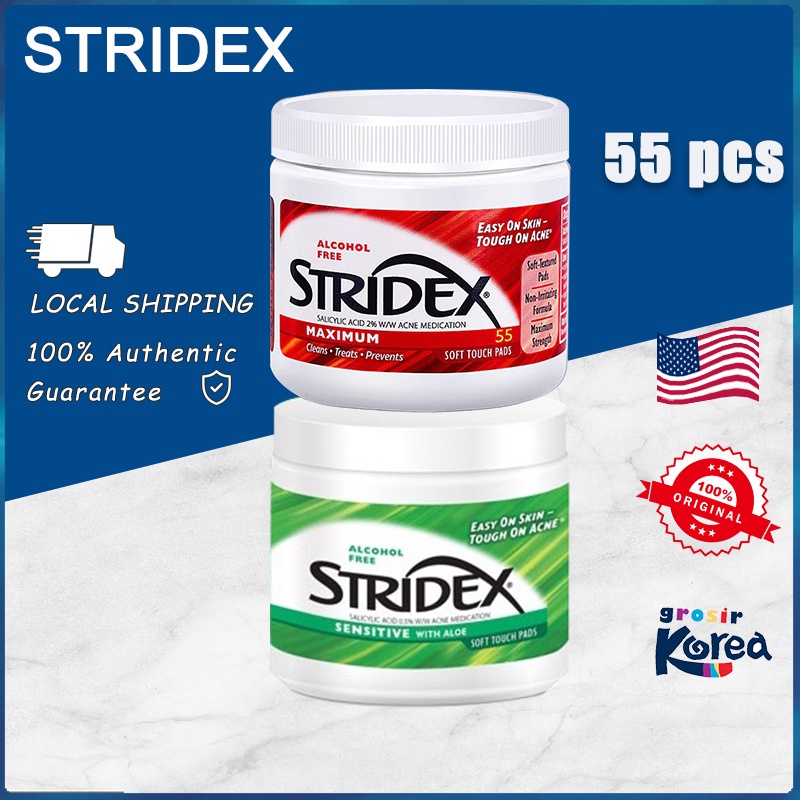 Stridex Collection Single Step Acne Control Sensitive Essential Maximum Alcohol Free 55 Soft