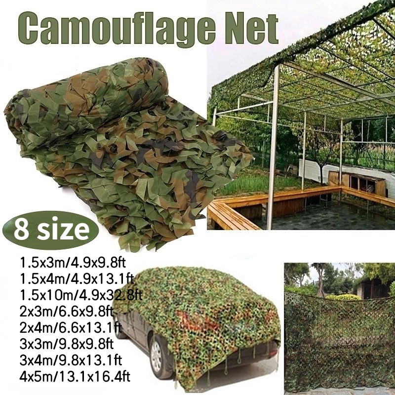 (MY STOCK&COD) Military Camouflage Nets Woodland Army Camo Netting Camping Sun Outdoor Shelter Tent Shade Car Cover