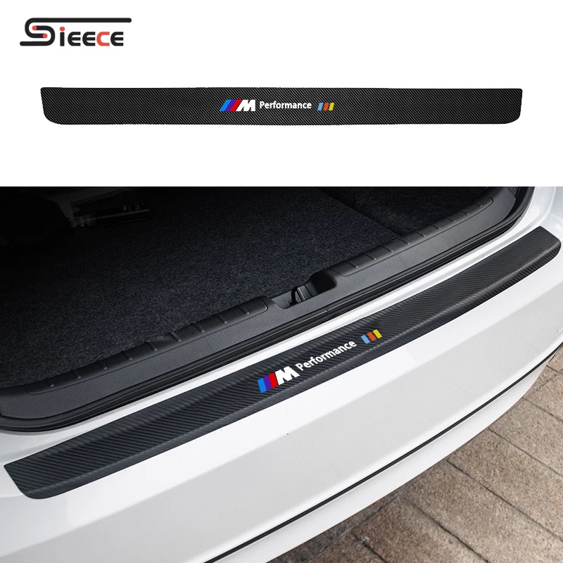 Sieece For BMW M Car Trunk Sticker Carbon Fiber Auto Rear Bumper Sticker Anti Scratch Car Accessories For BMW F30 E60 F10 E90 E46 E36 G20 220I E39 X1 630I 1 4 X5 740LI M3 E30 M4 X4 X3 320I 2 6 7 M850I 730 735 X6 X6M 218I 730LI M5 Z4 330I 330E 530I