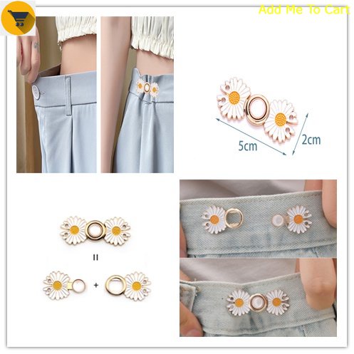 mk2 Stylish 2Pairs Lovely Daisy Metal Adjustable Waist Buttons Extender Set Ancient Cheongsam Jeans Waist Belt Artifact