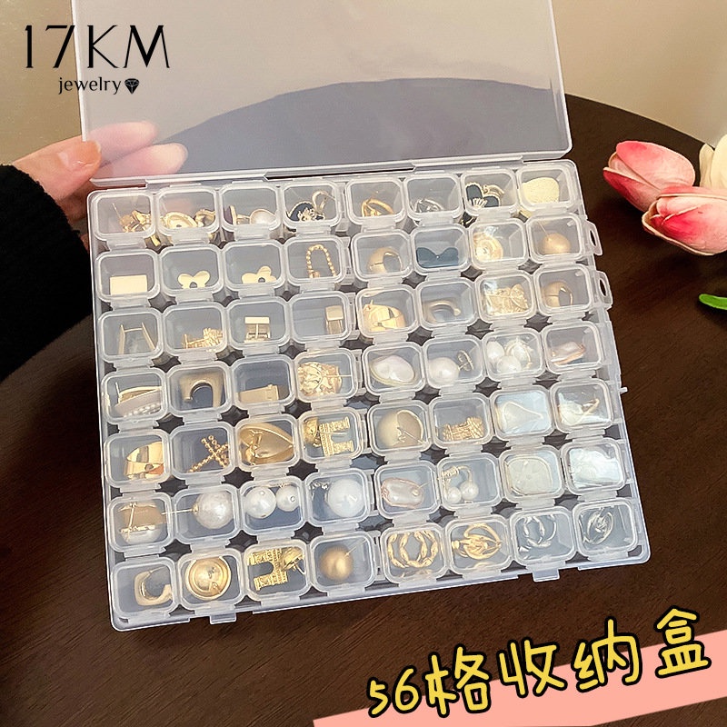 17KM 56 Grid Transparent Jewelry Storage Box Nail Art Diamonds Beads Container Home Storage Antioxidation Organization