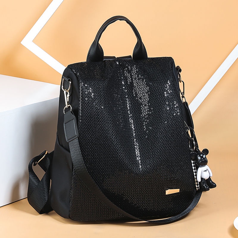 [48 Hours Delivery] Sequined Backpack Female New Style Influencer Anti-Theft Schoolbag Korean Version Oxford Cloth Travel亮片双肩包女新款网红防盗书包女韩版牛津布旅行背包女大容量Paket belakang seksin wanita baru online anti-pencurian beg sekolah wanita Korea Oxford pakaian pengembara