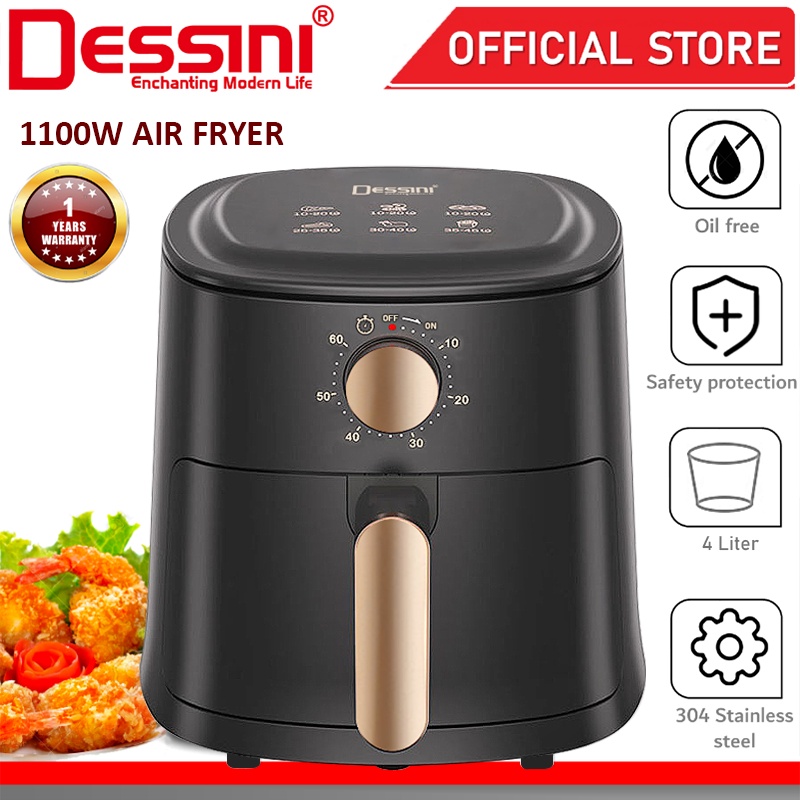 DESSINI ITALY AF-40 Electric Oven Convection Air Fryer Toaster Timer Oil Free Roaster Breakfast Machine Ketuhar (4L)