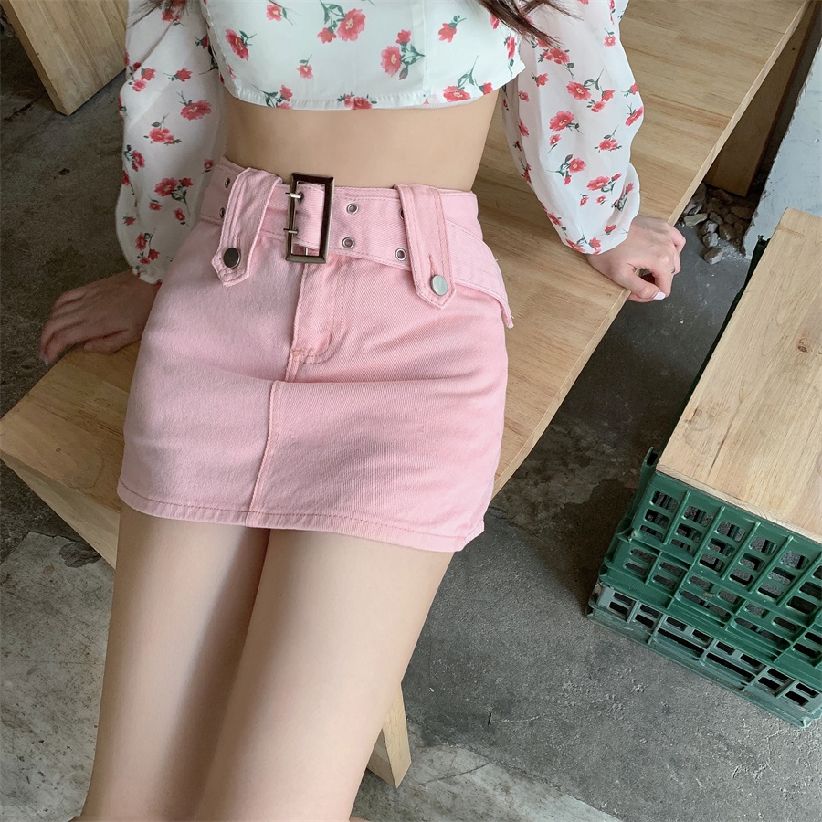 Summer Highwaist Mini Skirt For Womens Korean Retro Ins Design A Line Denim Short Skirts