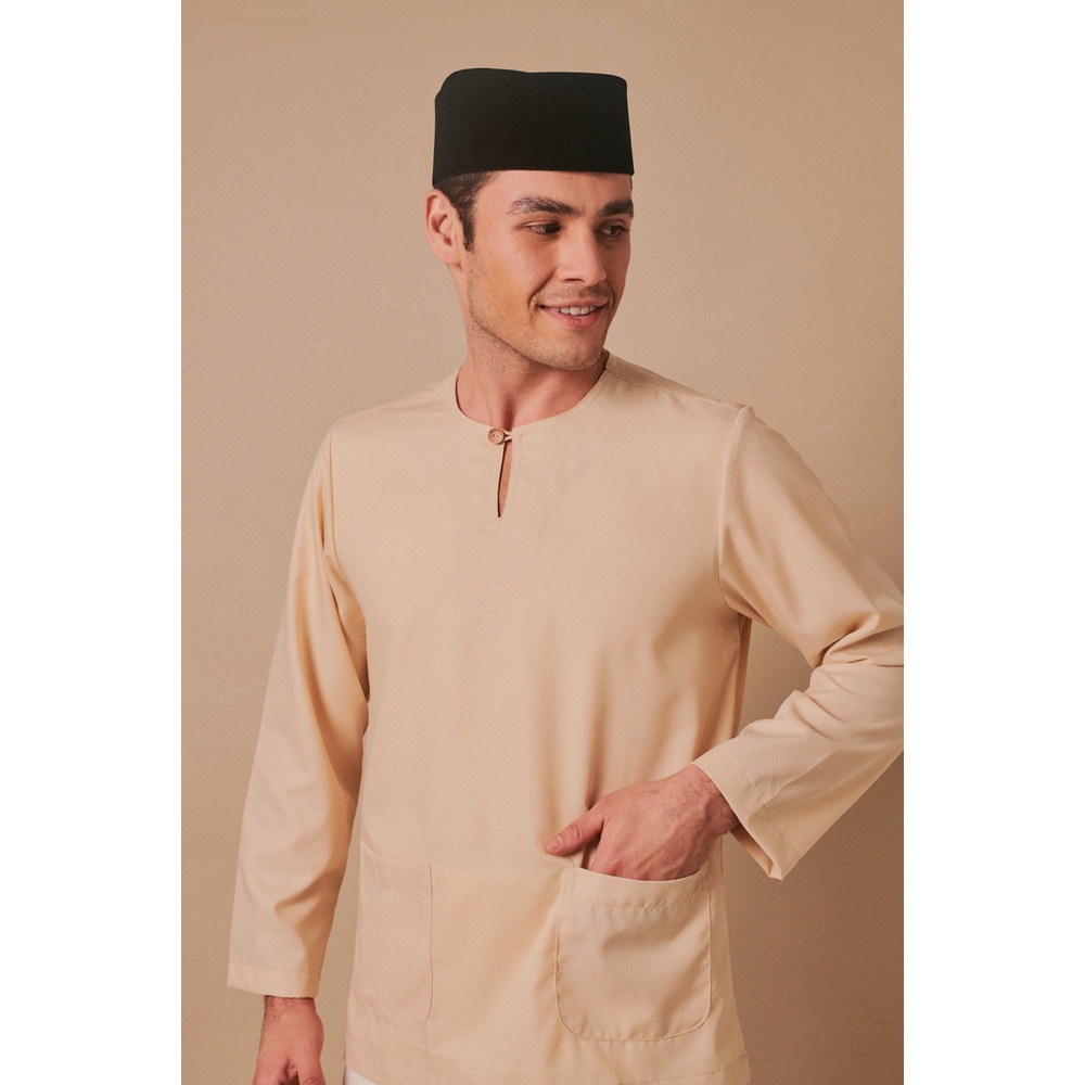 Baju Melayu Teluk Belanga In Linen Beige Shopee Malaysia