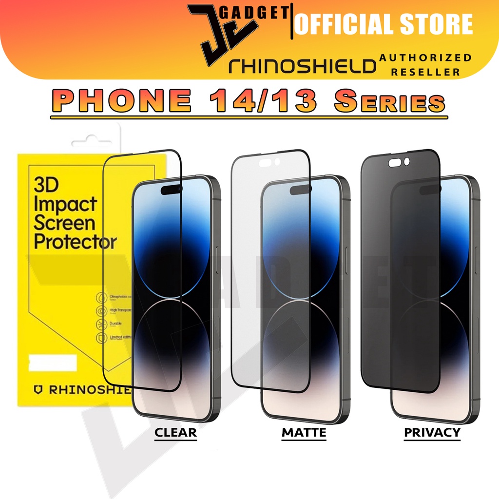 RhinoShield Screen Protector for iPhon 14 Pro Max 14 Pro 13 Pro Max 13 Pro  3D Impact Film Matte Clear Privacy Full | Shopee Malaysia