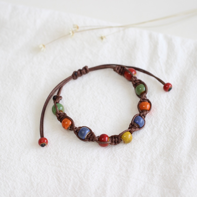 Lupakan satu sama lain dan kenali antara satu sama lain gelang pasangan seramik tenunan tangan gaya etnik retro teman wa