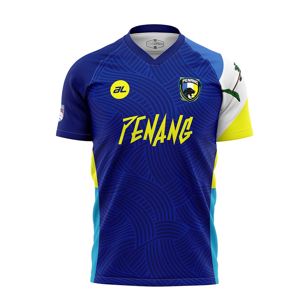 AL STATE JERSEY PULAU PINANG 22 BLUE Round Neck Plain Microfiber T-Shirt Jersey T Shirt