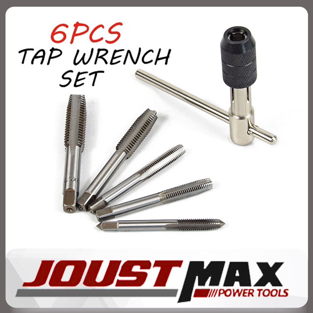 Ozar 6-Piece Tap Wrench Set: 3 T-Handles & 3 Straight Wrenches (TR6)