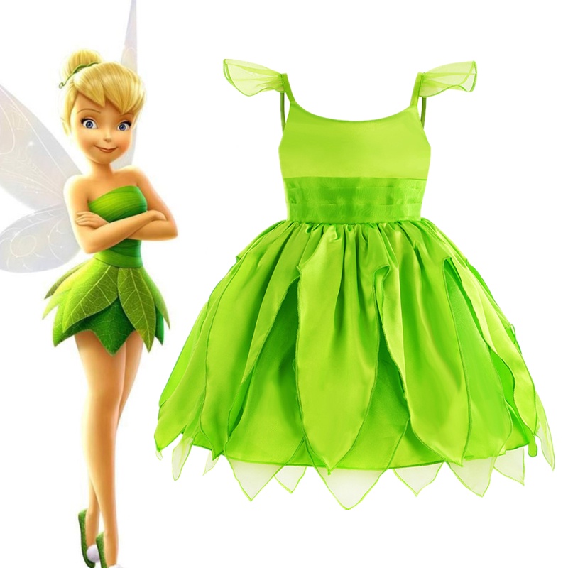 NNXJD Girls Tinker Bell Costume Halloween Costume for Kids Green Tinkerbell Fancy Dress Fairy