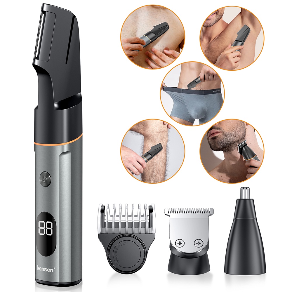 Kensen Body Hair Trimmer Electric Groin Trimmer Private Part Shaver Hair Removal Hair Cutting Tool Multi-Directional Shaving In Sensitive Areas Waterproof Hair Clipper with Travel Bag