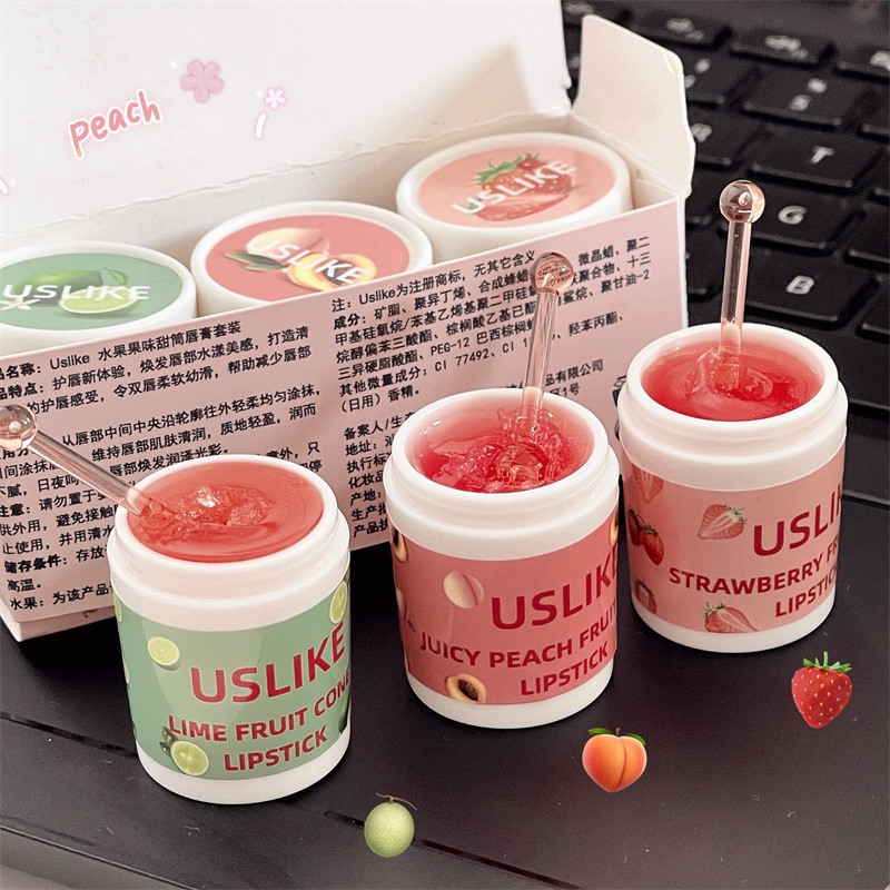 1/3pcs Strawberry Lip Balm Moisturizing Hydrating Peach Lip Sleep Mask Reduce Lip Lines Fruit Cone Lipstick Lips Care Cosmetics