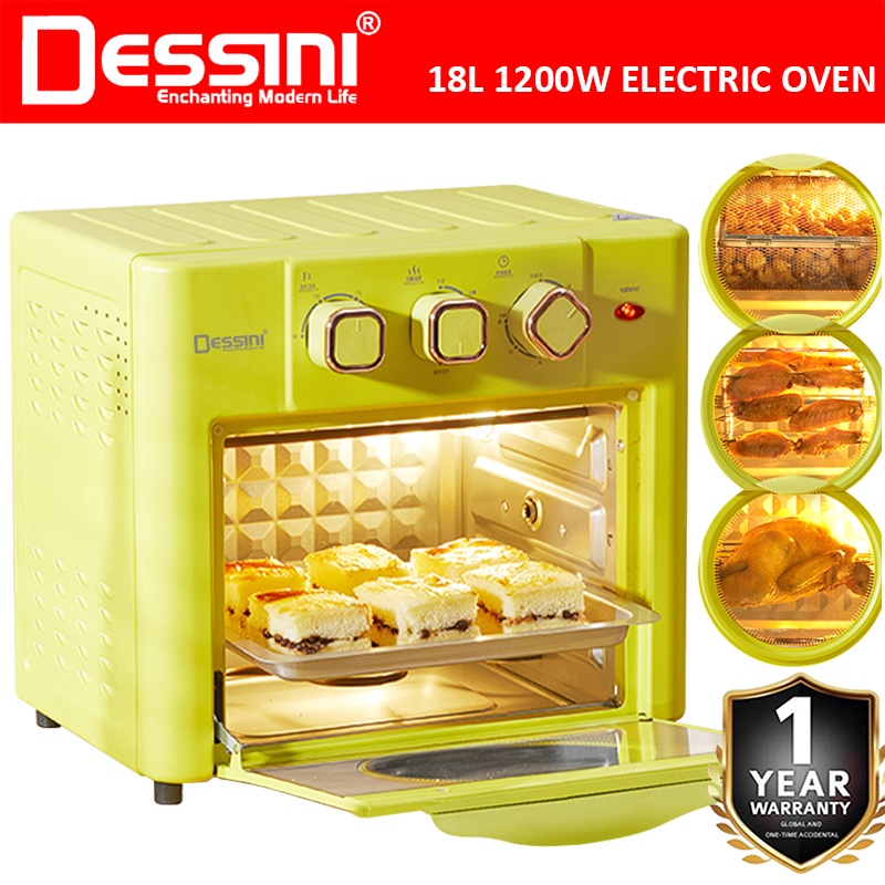 DESSINI ITALY 18L Electric Rotisserie Oven Convection Hot Air Fryer Toaster Timer Oil Free Roaster Machine / Ketuhar