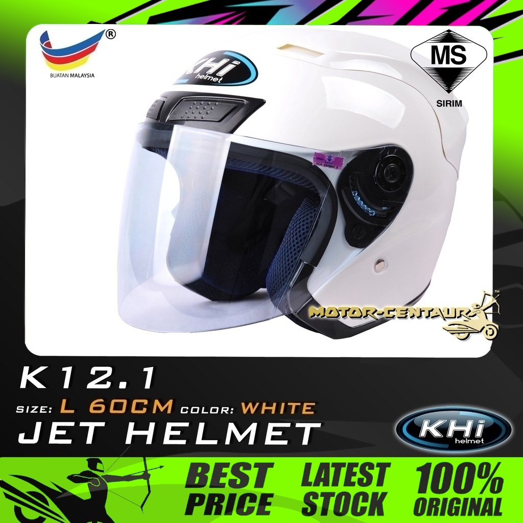 TOPI KELEDAR KHI HELMET K12.1 WHITE L Shopee Malaysia