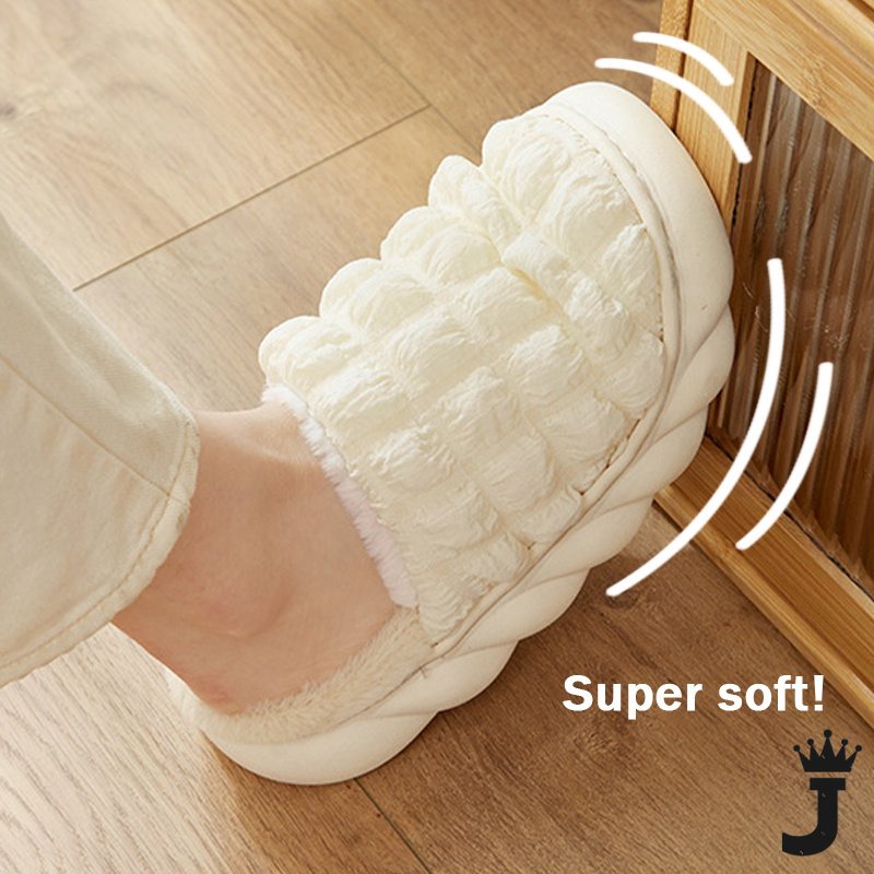 JK Fuzzy Home Slippers for Women and Men, Non Slip Soft Sole Indoor Slides Comfy Warm Plush Bedroom Winter Flat Shoes