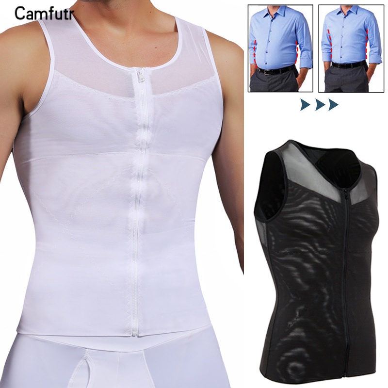 Men Compression Tops Body Shaper Slimming Tight Tummy Control Underwear Shirt